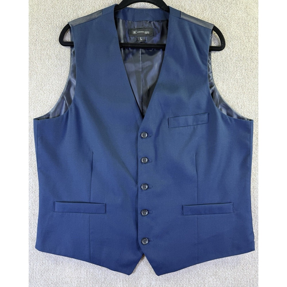 INC Internation Concepts Navy Mens Slim Fit Dress Vest Size L